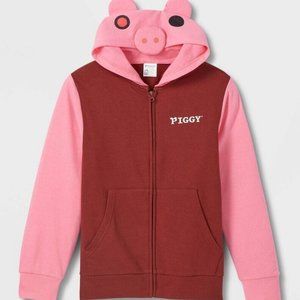 Piggy kids Cosplay Hooded Sweatshirt - Pink/Burgundy